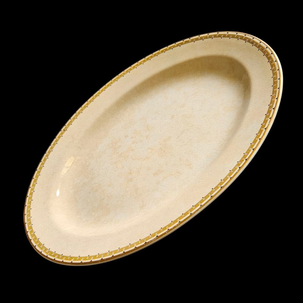 Vintage Cleveland China GHB Co Oval Platter Gold Greek Key Restaurantware
